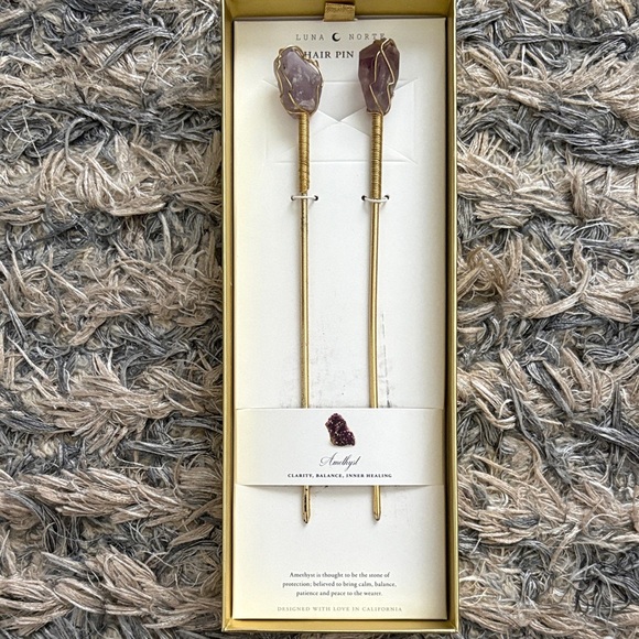 New Amethyst Hair Pin Set, Gold Hardware for Clarity, Balance & Inner Healing main image 3